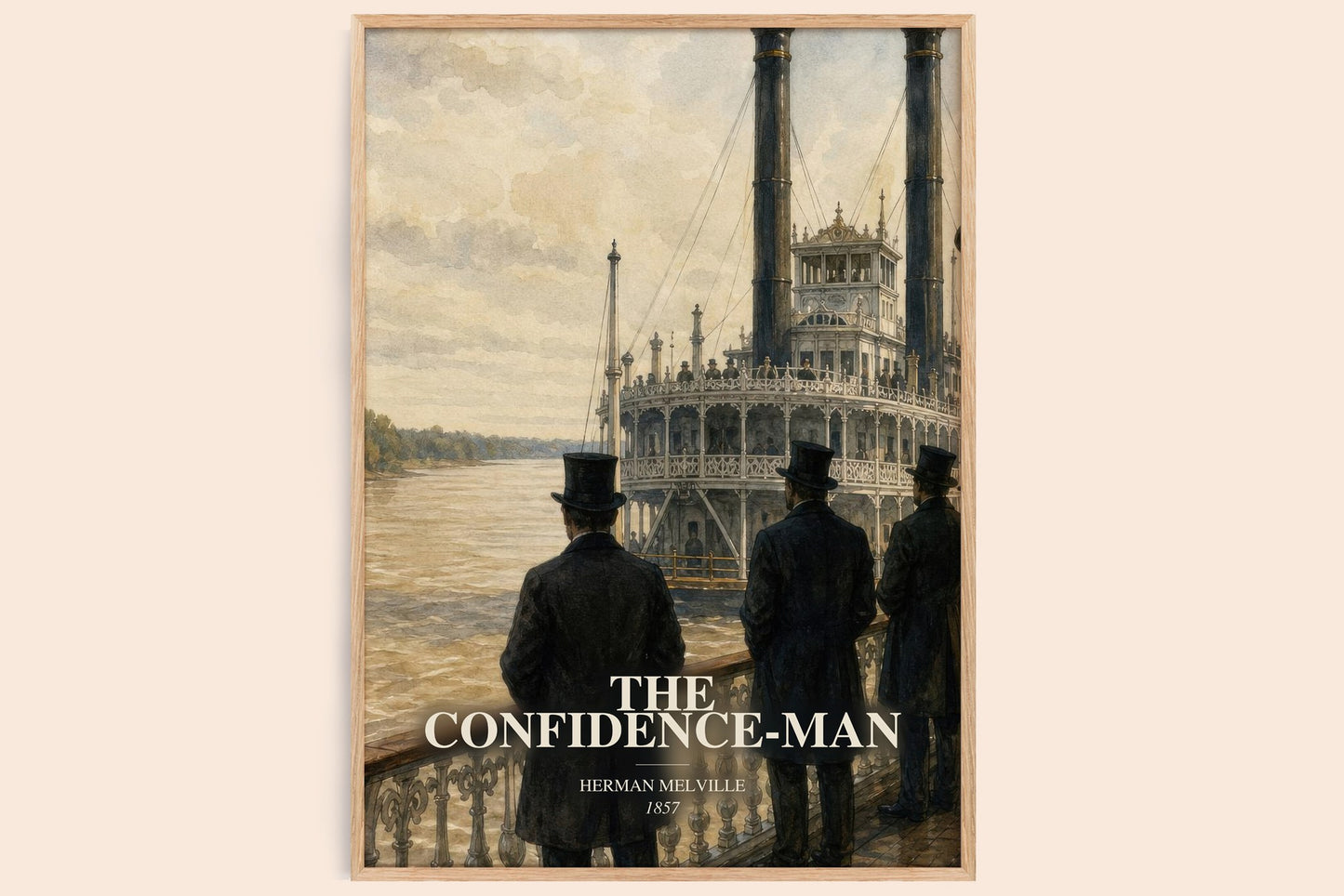 The Confidence-Man watercolour book poster by Herman Melville – framed literary art print