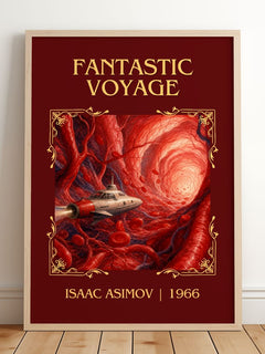 Fantastic Voyage Classic Book Art Print by Isaac Asimov – framed print leaning on a wooden floor