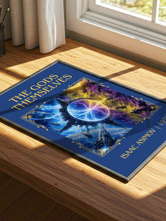 The Gods Themselves Classic Book Art Print by Isaac Asimov – print on a sunlit desk