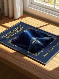 Foundation and Earth Classic Book Art Print by Isaac Asimov – print on a sunlit desk