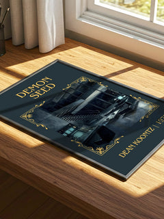 Demon Seed Classic Book Art Print by Dean Koontz – print on a sunlit desk