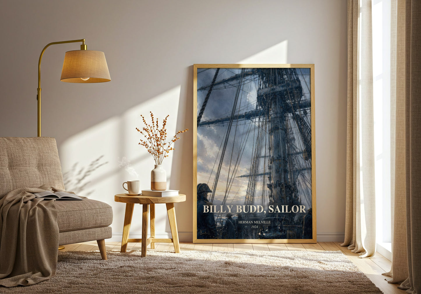 Billy Budd, Sailor watercolour print in frame leaning in hallway – classic literature wall art
