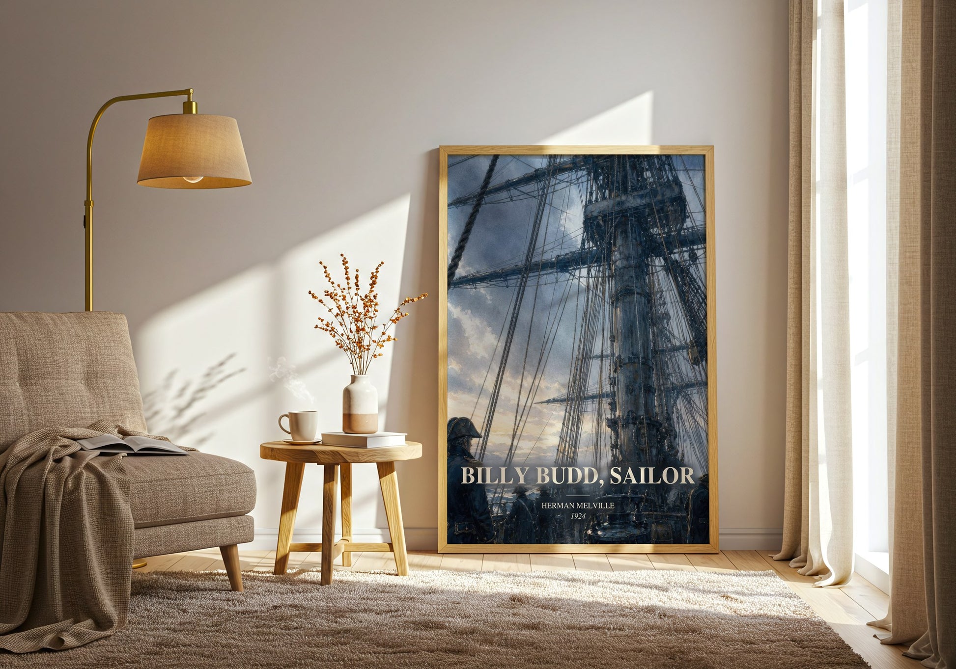 Billy Budd, Sailor watercolour print in frame leaning in hallway – classic literature wall art
