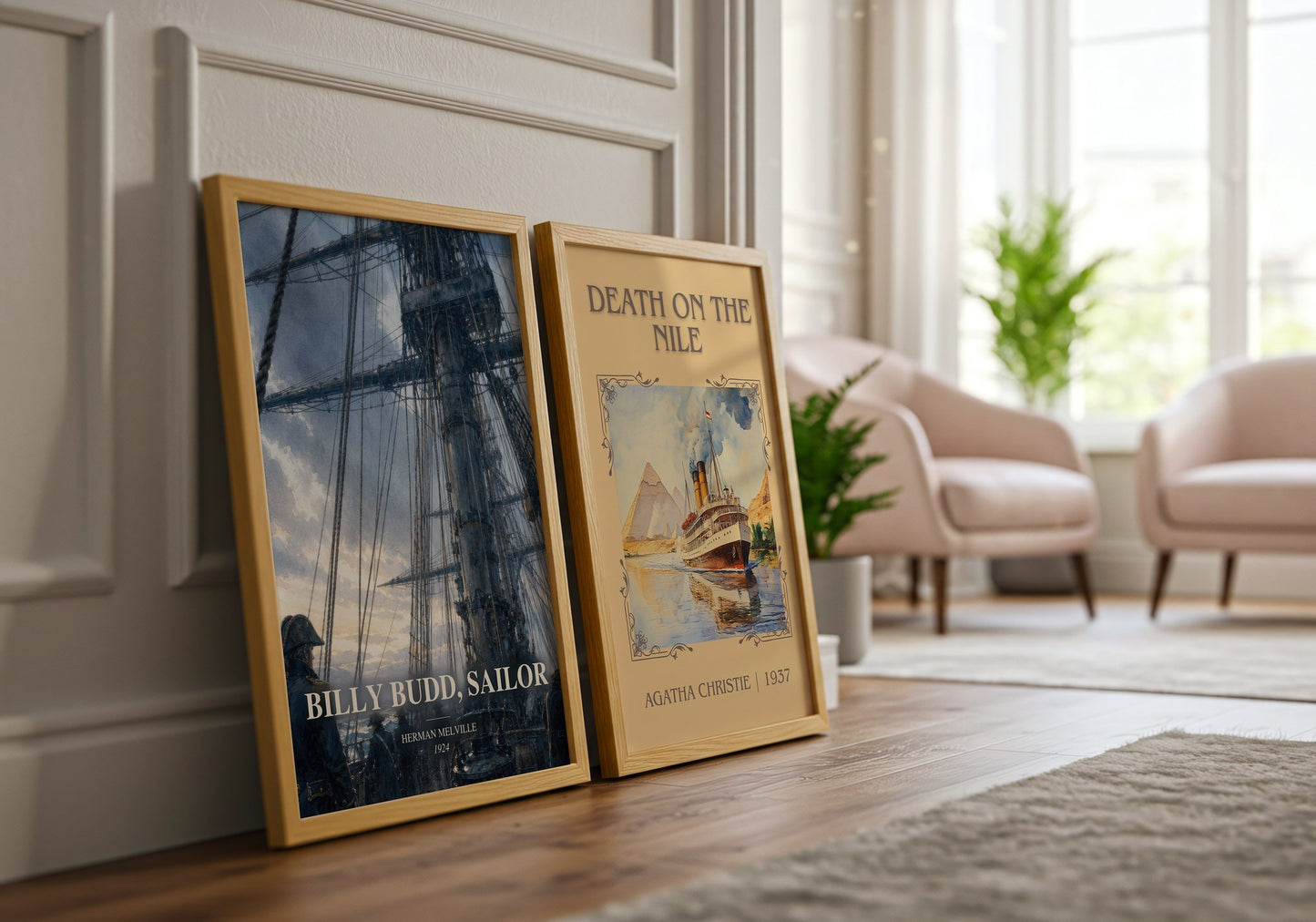 Billy Budd, Sailor watercolour print framed by window – literary home decor