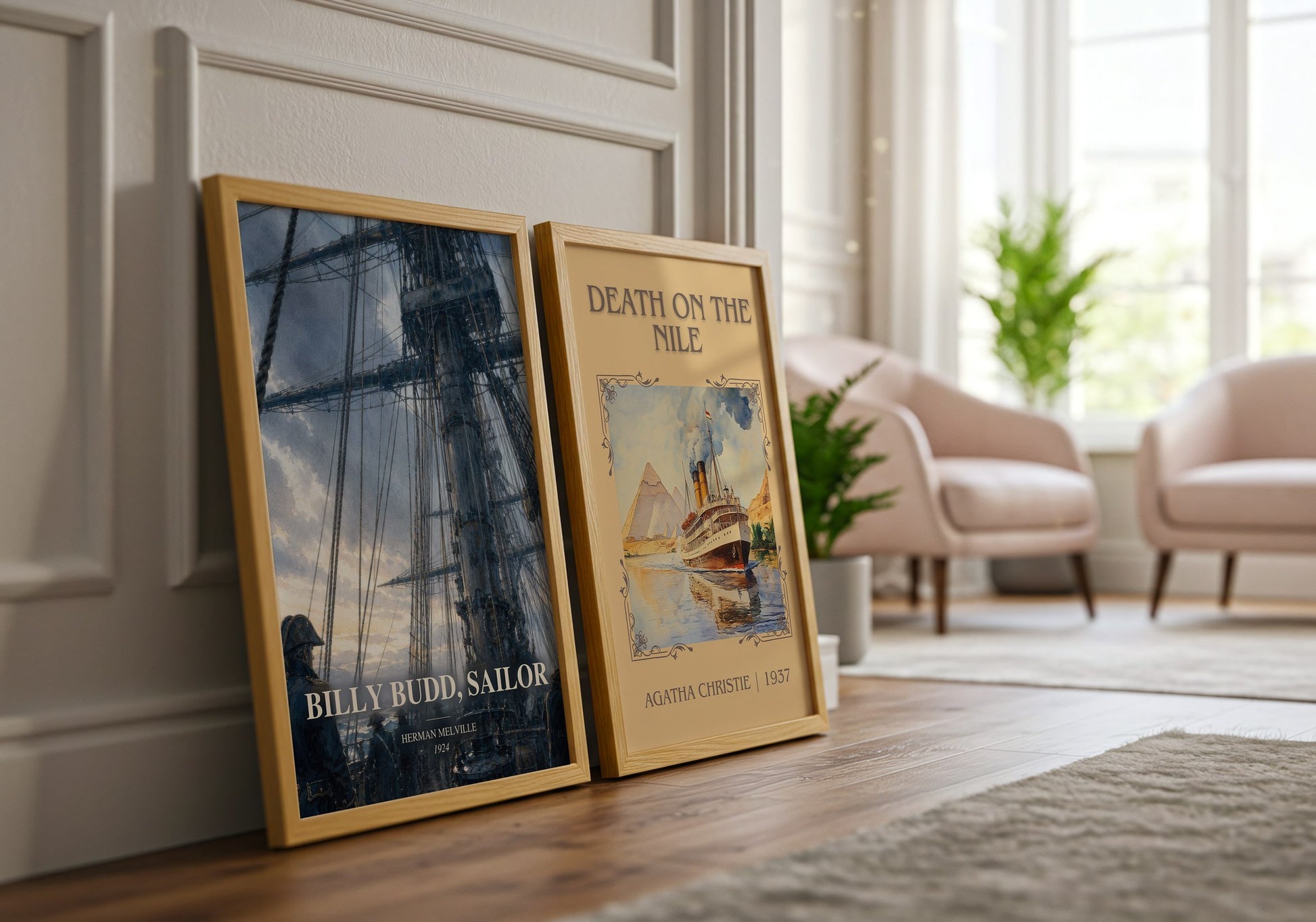 Billy Budd, Sailor watercolour print framed by window – literary home decor