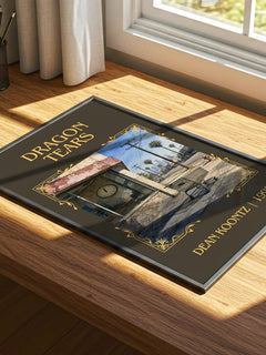 Dragon Tears Classic Book Art Print by Dean Koontz – print on a sunlit desk