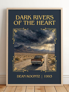 Dark Rivers of the Heart Classic Book Art Print by Dean Koontz – framed print leaning on a wooden floor