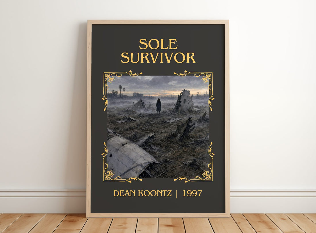 Sole Survivor Classic Book Art Print by Dean Koontz – framed print leaning on a wooden floor
