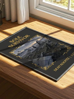 Sole Survivor Classic Book Art Print by Dean Koontz – print on a sunlit desk