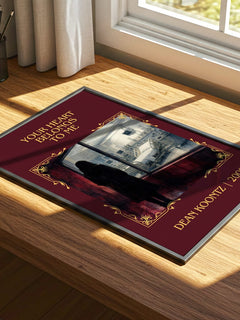Your Heart Belongs to Me Classic Book Art Print by Dean Koontz – print on a sunlit desk