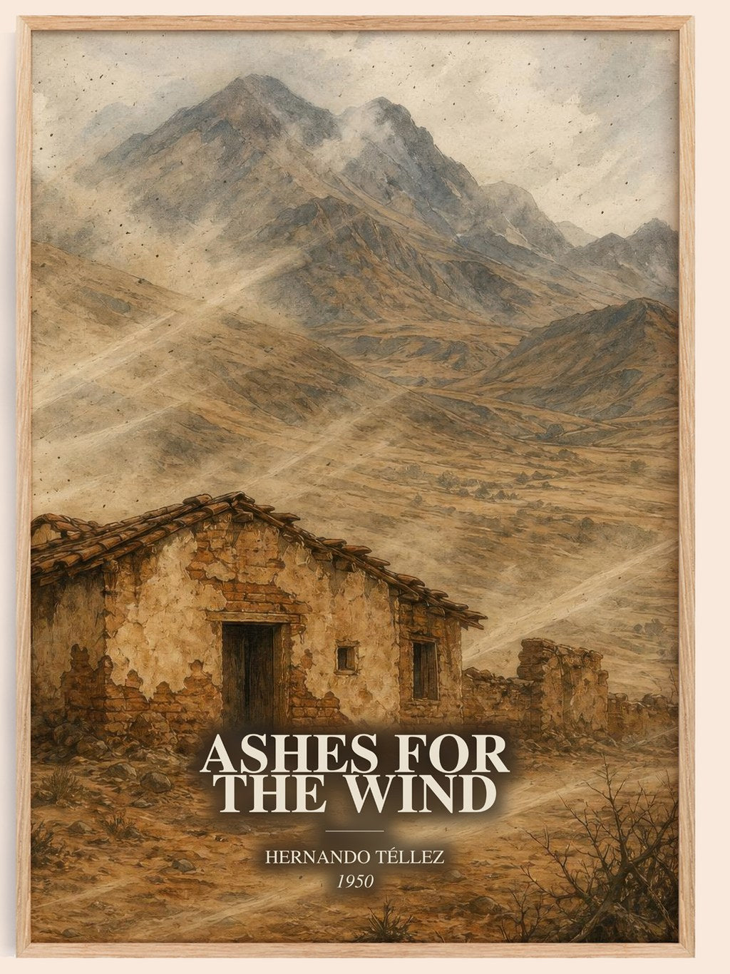 Ashes For The Wind watercolour book poster by Hernando Téllez – framed literary art print