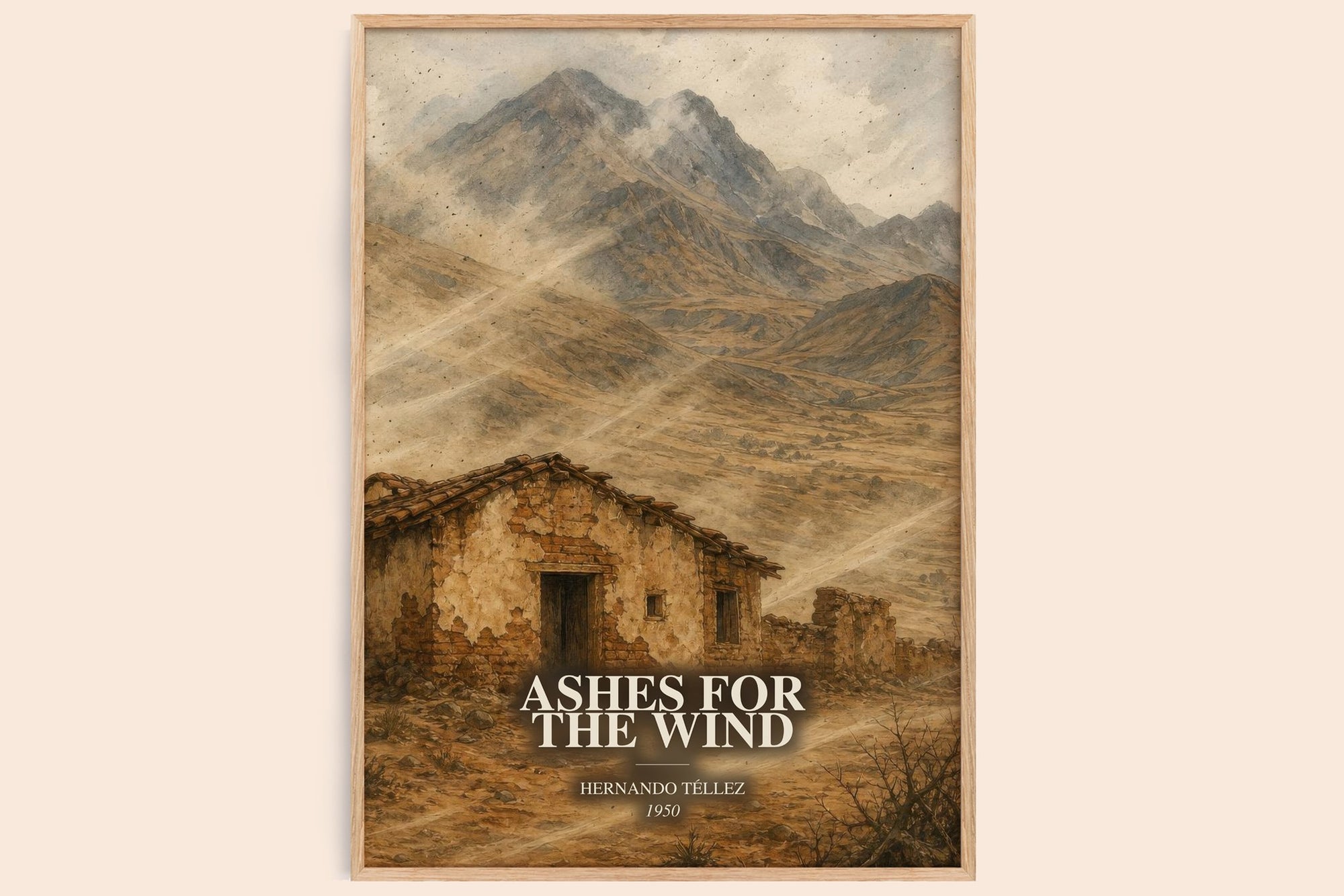 Ashes For The Wind watercolour book poster by Hernando Téllez – framed literary art print