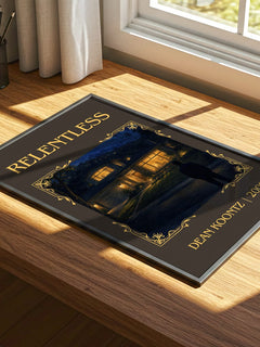 Relentless Classic Book Art Print by Dean Koontz – print on a sunlit desk