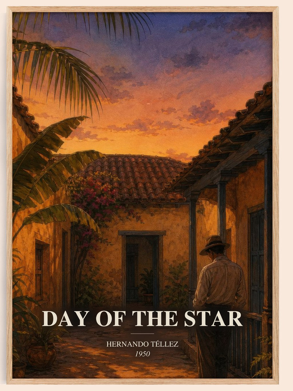 Day Of The Star watercolour book poster by Hernando Téllez – framed literary art print