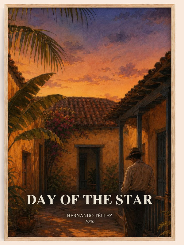 Day Of The Star watercolour book poster by Hernando Téllez – framed literary art print