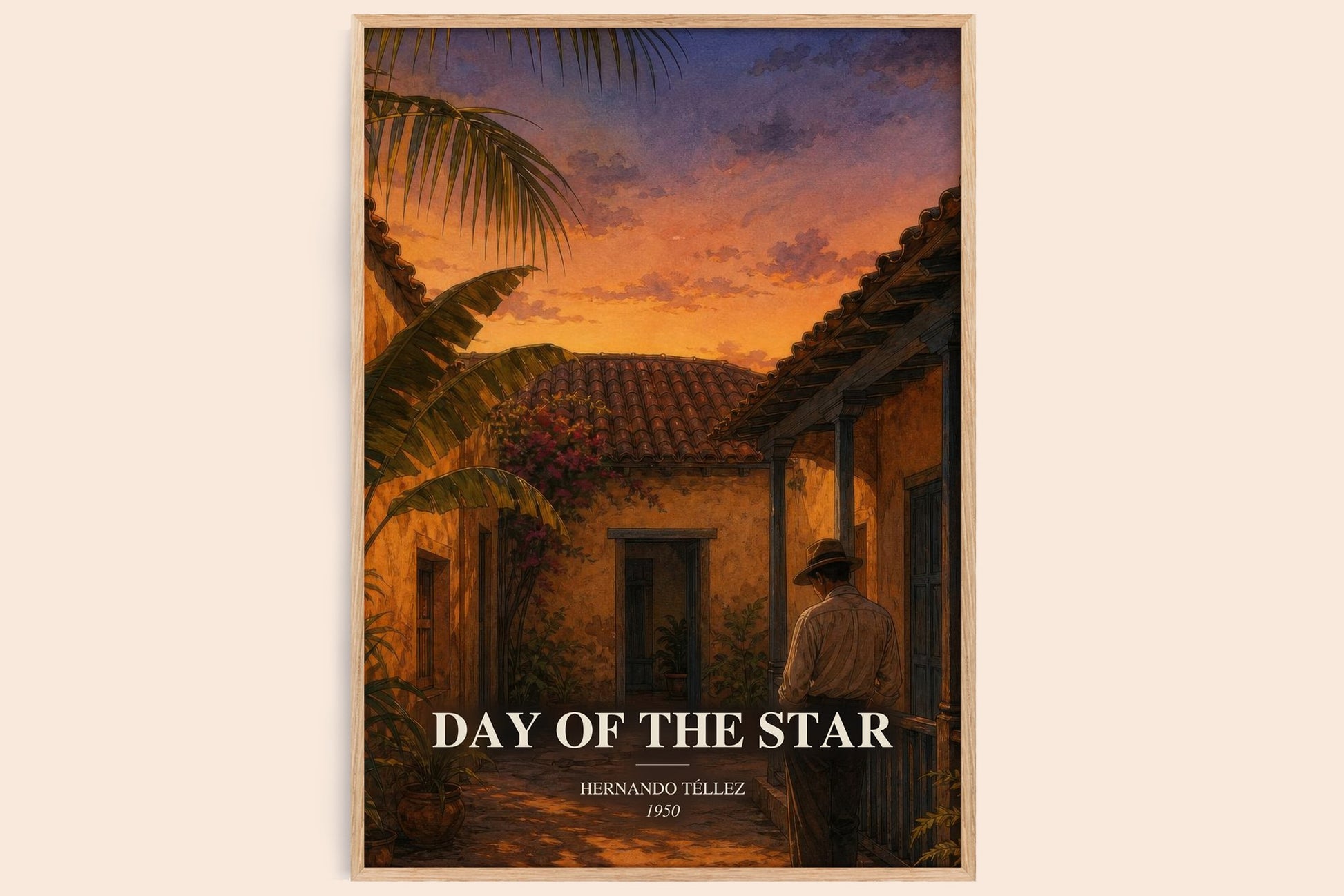 Day Of The Star watercolour book poster by Hernando Téllez – framed literary art print