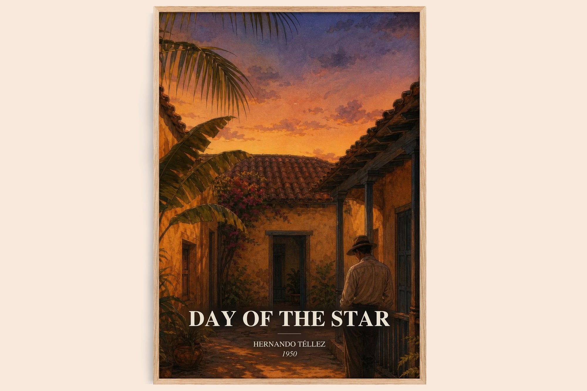 Day Of The Star watercolour book poster by Hernando Téllez – framed literary art print