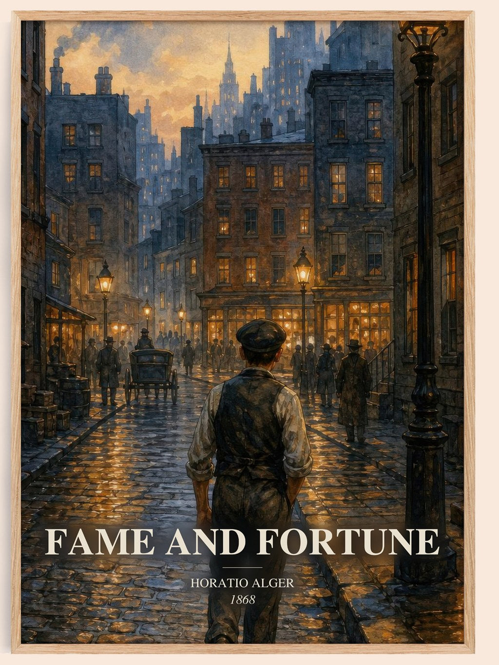 Fame And Fortune watercolour book poster by Horatio Alger – framed literary art print