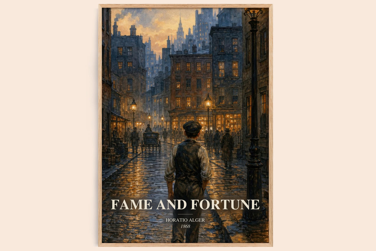 Fame And Fortune watercolour book poster by Horatio Alger – framed literary art print