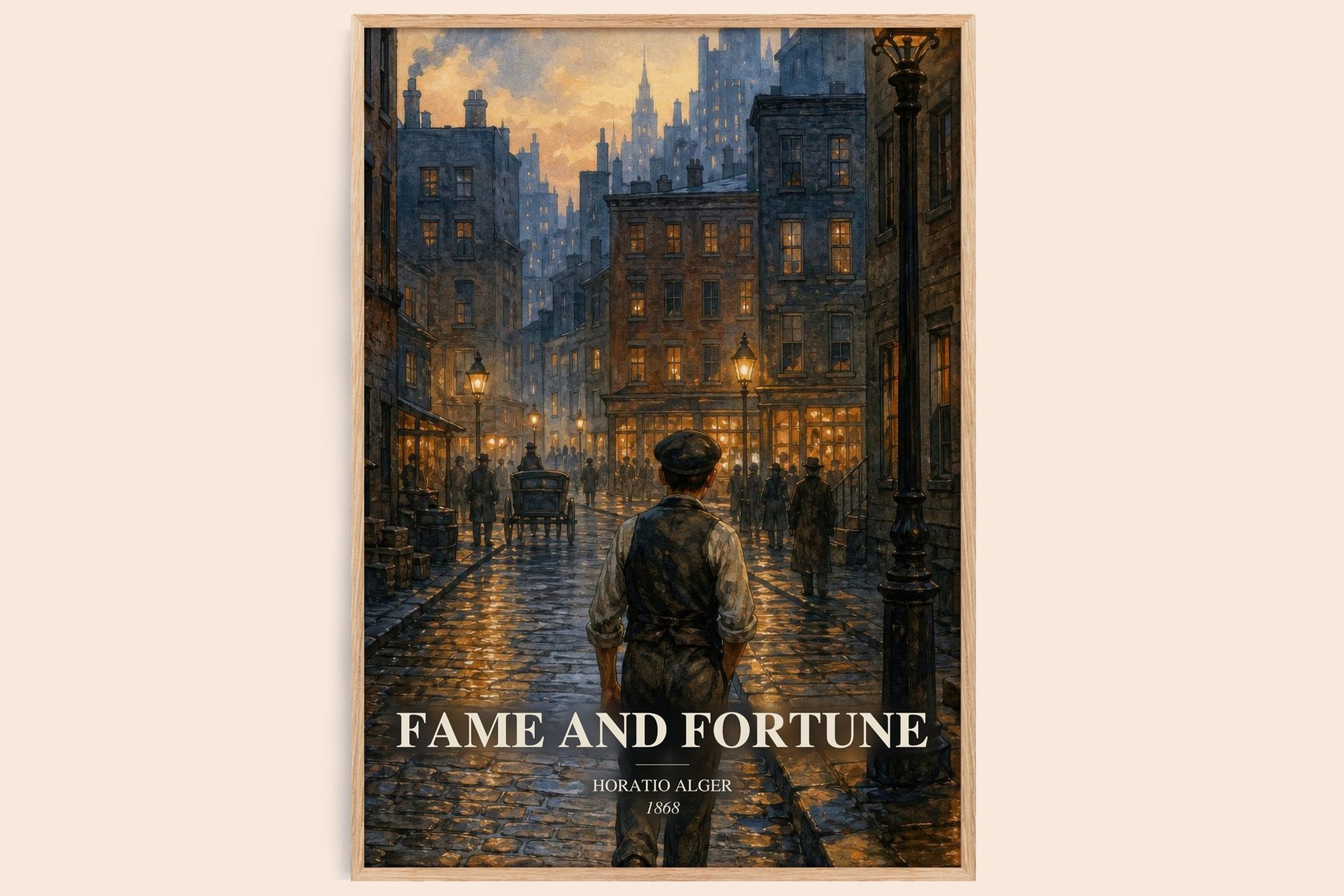 Fame And Fortune watercolour book poster by Horatio Alger – framed literary art print