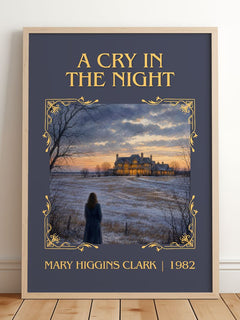 A Cry in the Night Classic Book Art Print by Mary Higgins Clark – framed print leaning on a wooden floor