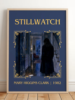 Stillwatch Classic Book Art Print by Mary Higgins Clark – framed print leaning on a wooden floor