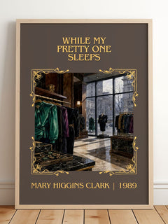 While My Pretty One Sleeps Classic Book Art Print by M. Clark – framed print leaning on a wooden floor
