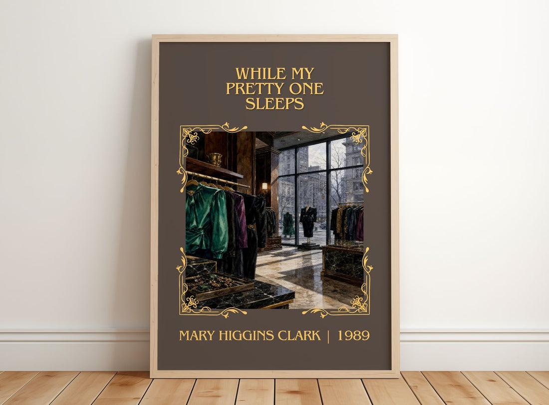 While My Pretty One Sleeps Classic Book Art Print by M. Clark – framed print leaning on a wooden floor