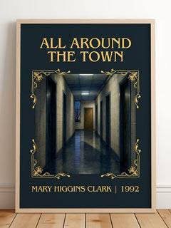 All Around the Town Classic Book Art Print by Mary Higgins Clark – framed print leaning on a wooden floor