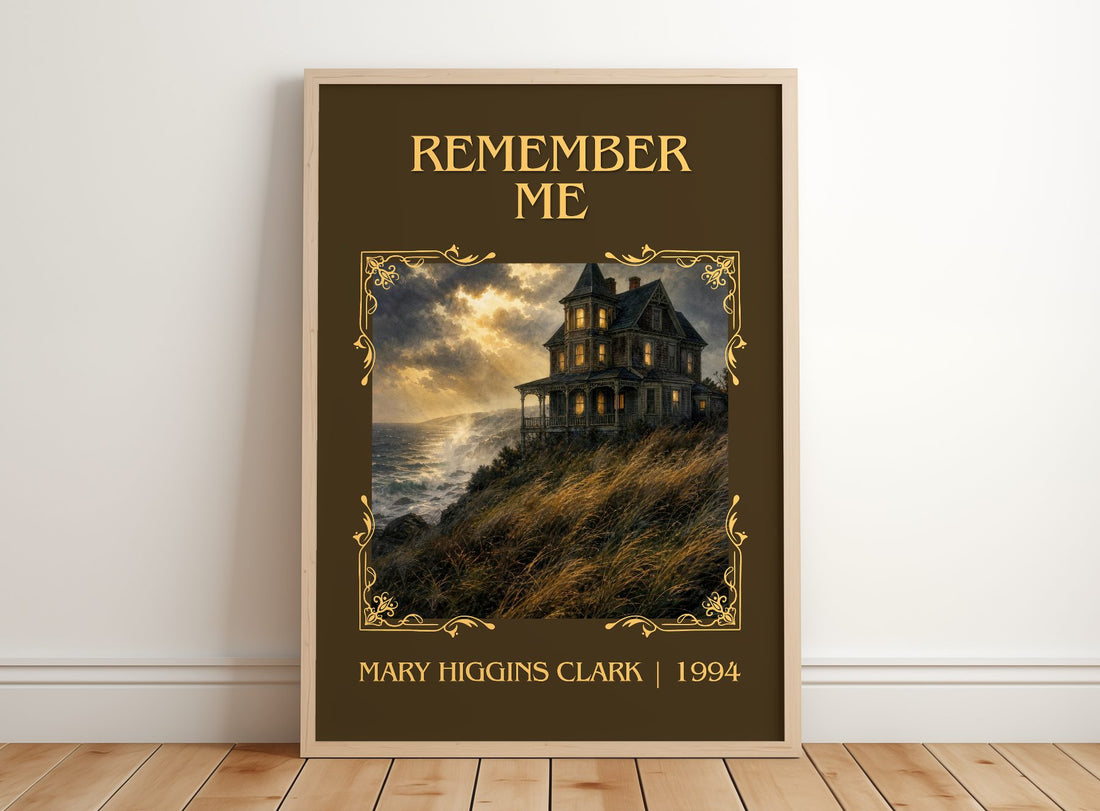 Remember Me Classic Book Art Print by Mary Higgins Clark – framed print leaning on a wooden floor