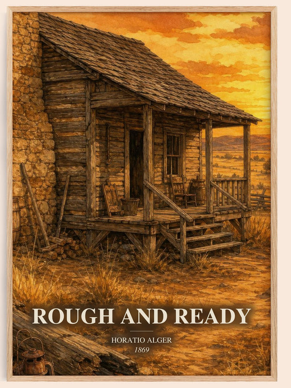 Rough And Ready watercolour book poster by Horatio Alger – framed literary art print