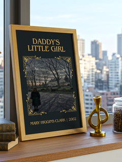 Daddy's Little Girl Classic Book Art Print by Mary Higgins Clark – framed print on a city-view windowsill