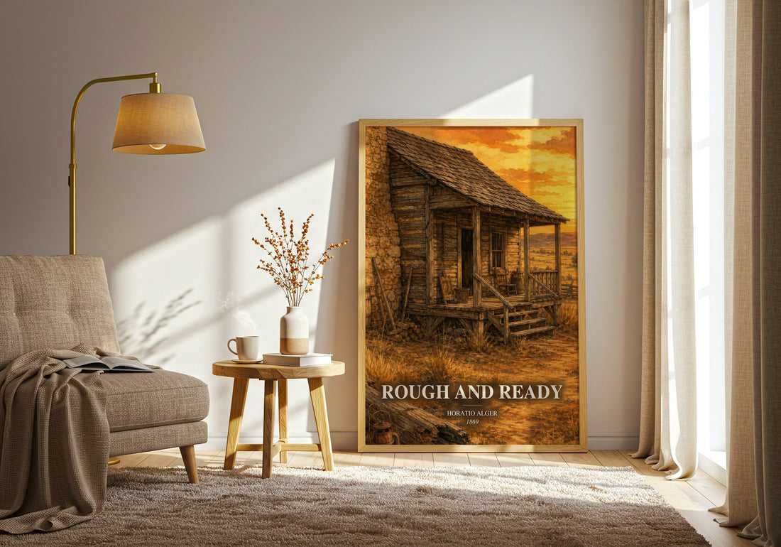 Rough And Ready watercolour print in frame leaning in hallway – childrens wall art (mockup)
