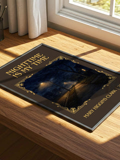 Nighttime Is My Time Classic Book Art Print by Mary Higgins Clark – print on a sunlit desk