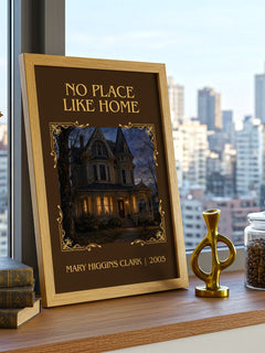 No Place Like Home Classic Book Art Print by Mary Higgins Clark – framed print on a city-view windowsill
