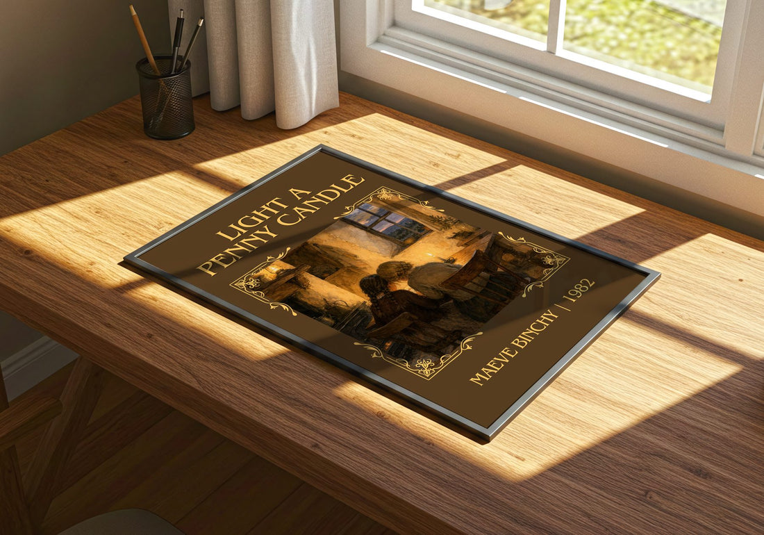 Light a Penny Candle Classic Book Art Print by Maeve Binchy – print on a sunlit desk