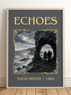 Echoes Classic Book Art Print by Maeve Binchy – framed print leaning on a wooden floor