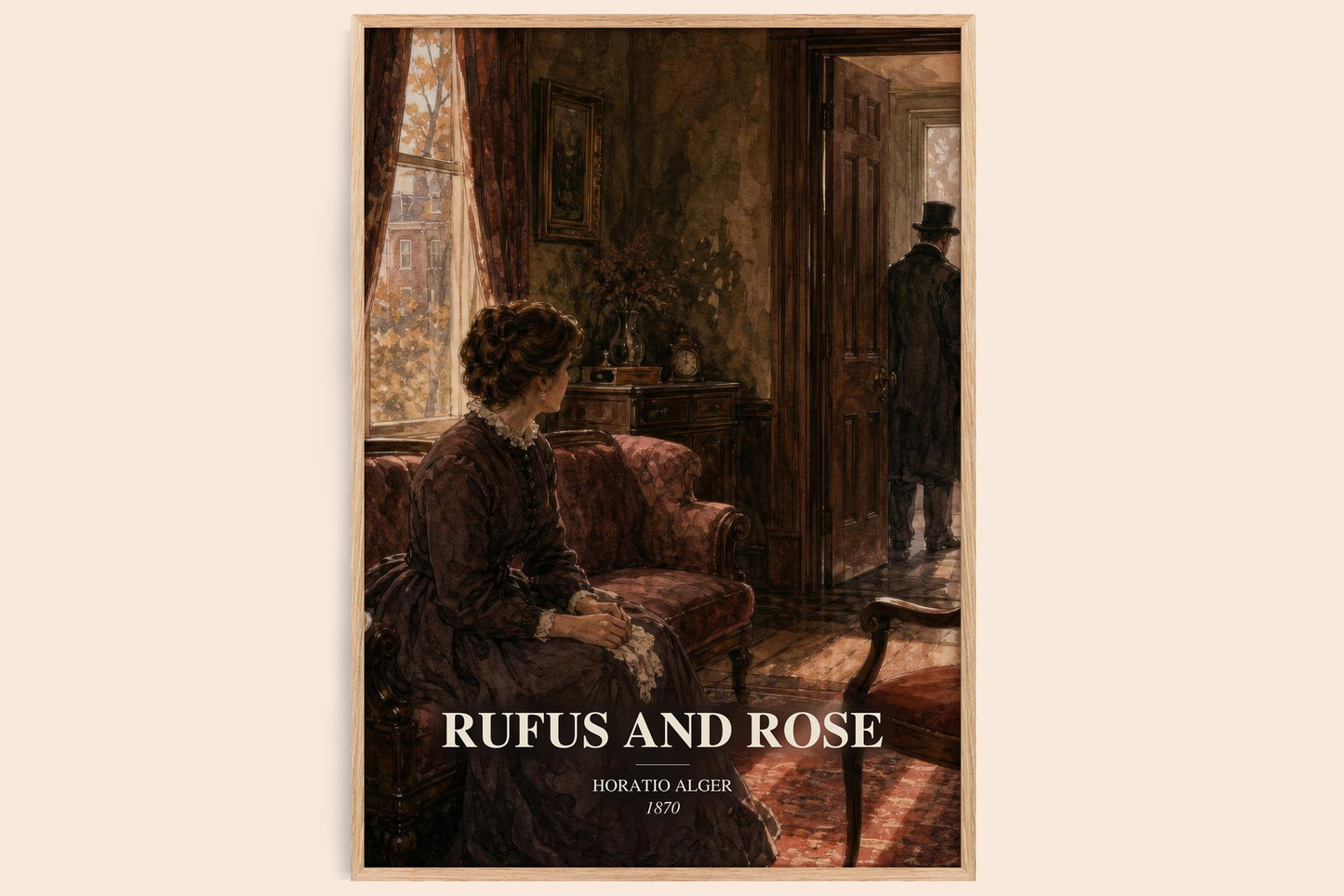 Rufus And Rose watercolour book poster by Horatio Alger – framed literary art print