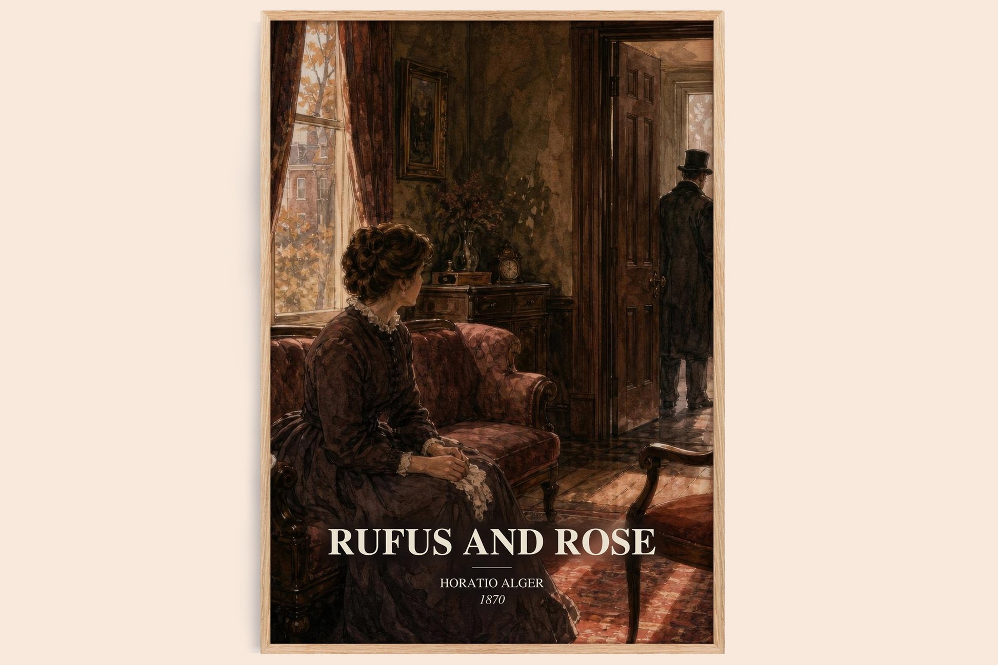 Rufus And Rose watercolour book poster by Horatio Alger – framed literary art print