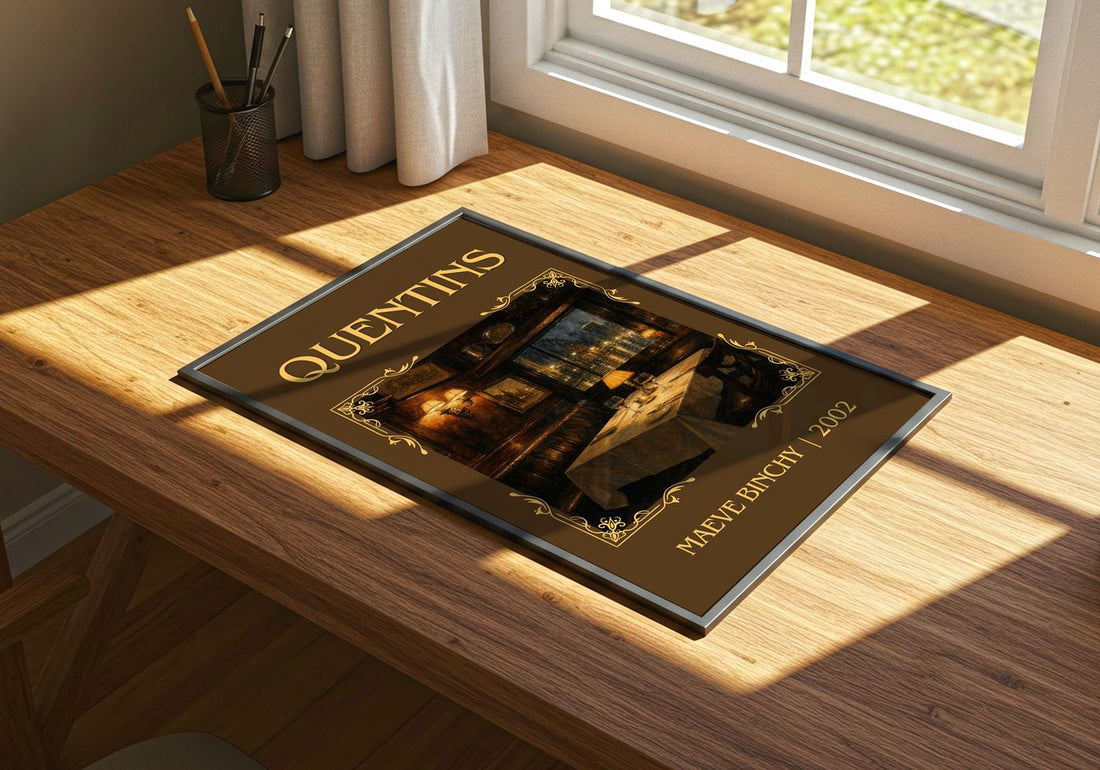 Quentins Classic Book Art Print by Maeve Binchy – print on a sunlit desk