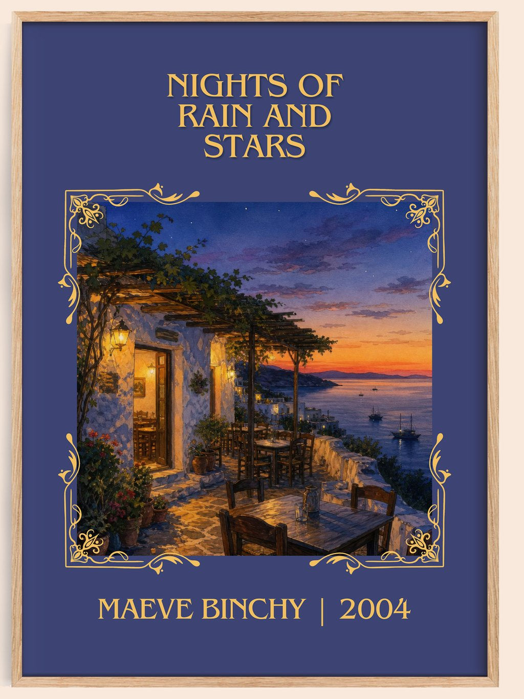 Nights of Rain and Stars Classic Book Art Print by Maeve Binchy – book poster