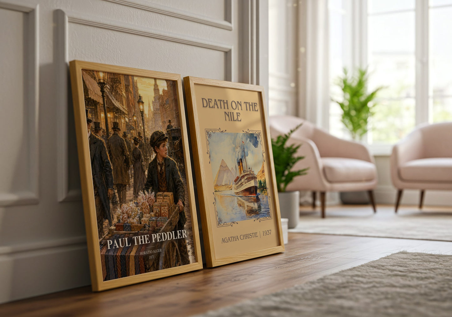Paul The Peddler watercolour print framed by window – literary home decor
