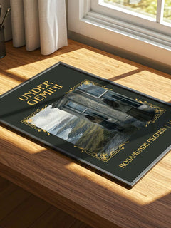 Under Gemini Classic Book Art Print by Rosamunde Pilcher – print on a sunlit desk