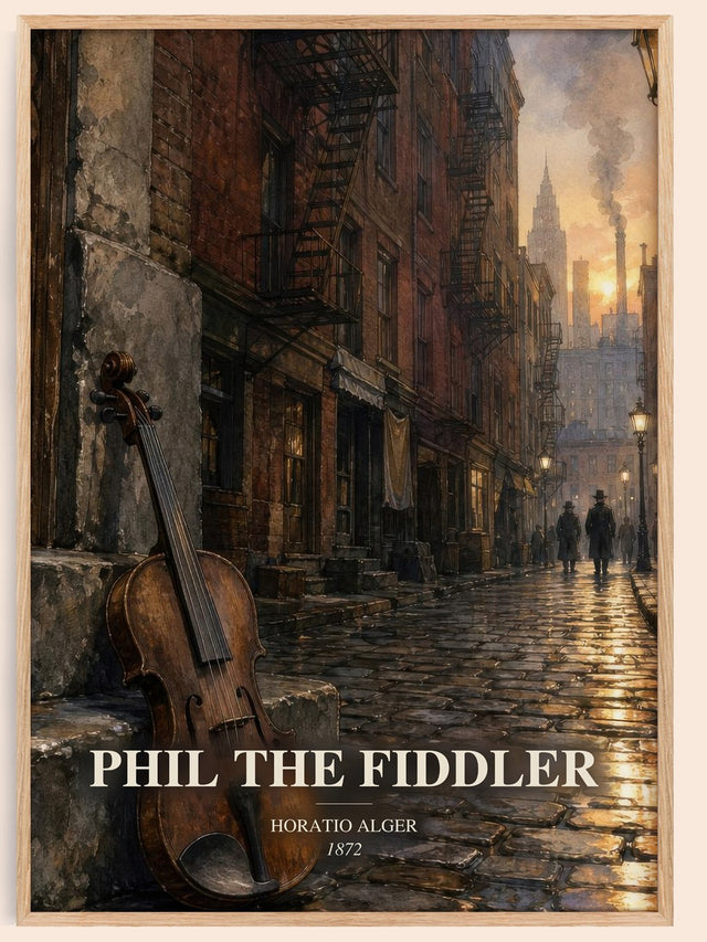 Phil The Fiddler Book Watercolour Illustration by Horatio Alger