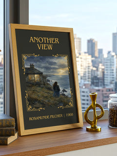 Another View Classic Book Art Print by Rosamunde Pilcher – framed print on a city-view windowsill