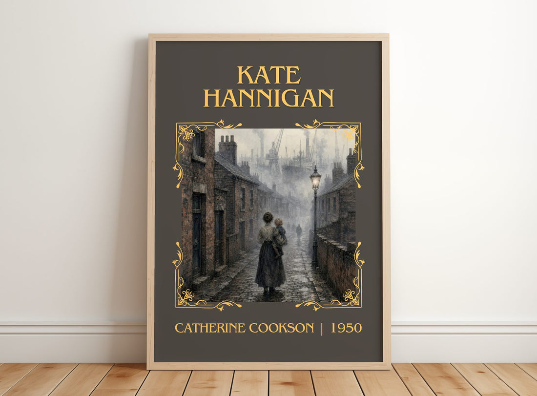 Kate Hannigan Classic Book Art Print by Catherine Cookson – framed print leaning on a wooden floor