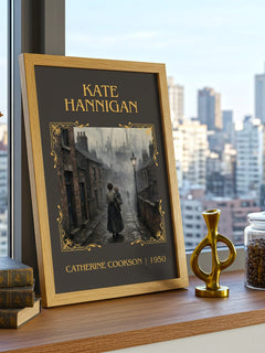 Kate Hannigan Classic Book Art Print by Catherine Cookson – framed print on a city-view windowsill