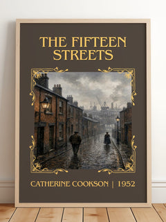 The Fifteen Streets Classic Book Art Print by Catherine Cookson – framed print leaning on a wooden floor