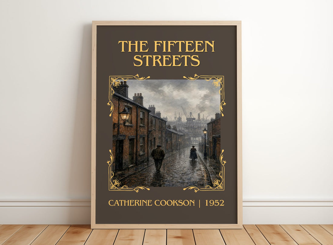 The Fifteen Streets Classic Book Art Print by Catherine Cookson – framed print leaning on a wooden floor