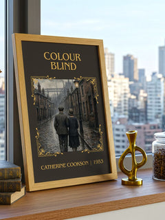 Colour Blind Classic Book Art Print by Catherine Cookson – framed print on a city-view windowsill